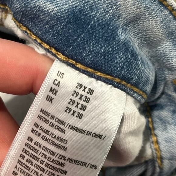 American Eagle Mens Straight Jeans Extreme Flex Distressed Ligh Wash Size 29x30 - Picture 5 of 11